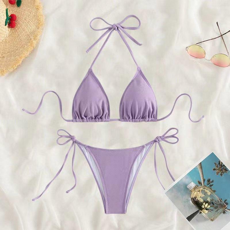 Sexy Hot Girl Halter Bikini Split Swimsuit Swim Trunks