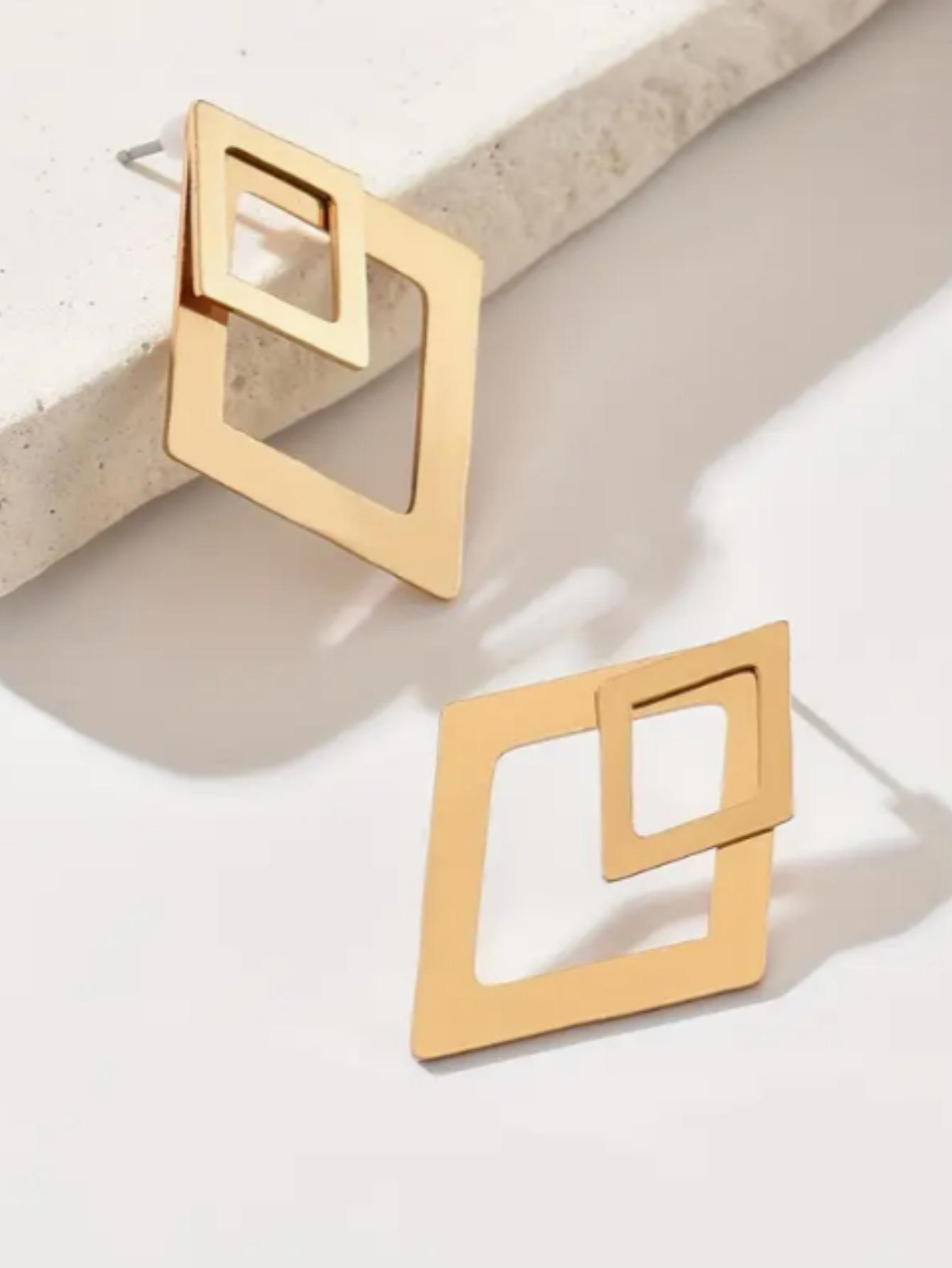 European And American Style Simple Diamond-Shaped Earrings For Women