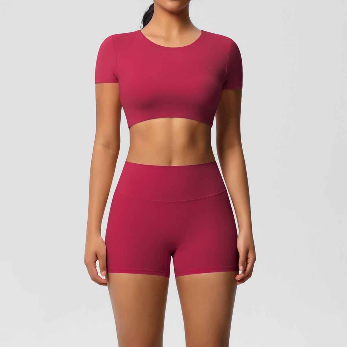 Double Sided Brushed Breathable Tight Yoga Suit Set For Exercise