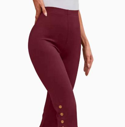 Women's Solid Color Casual Button Cropped Pants