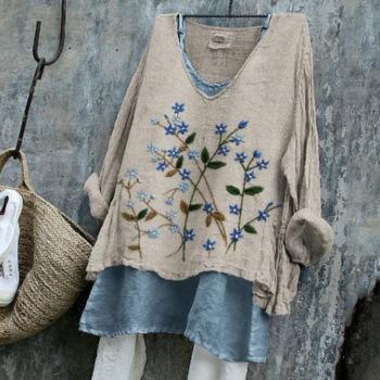 Women's Floral Loose Printed Casual Long Sleeve