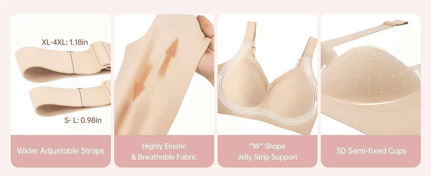 Women Wirefree Bras For Women Full Coverage No Underwire Everyday Bras Comfortable Wireless Padded Jelly Bras