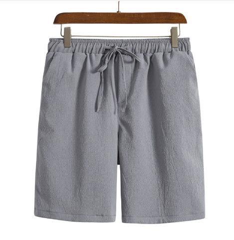 Cotton-linen Shorts Japanese-style Solid-color Casual Drawstring Beach Pants For Men