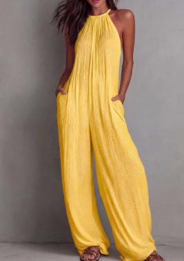Resort-style White Pleated Open-back Wide-leg Jumpsuit