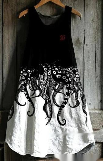 Women's Sleeveless Round Neck 3D Printed Dress