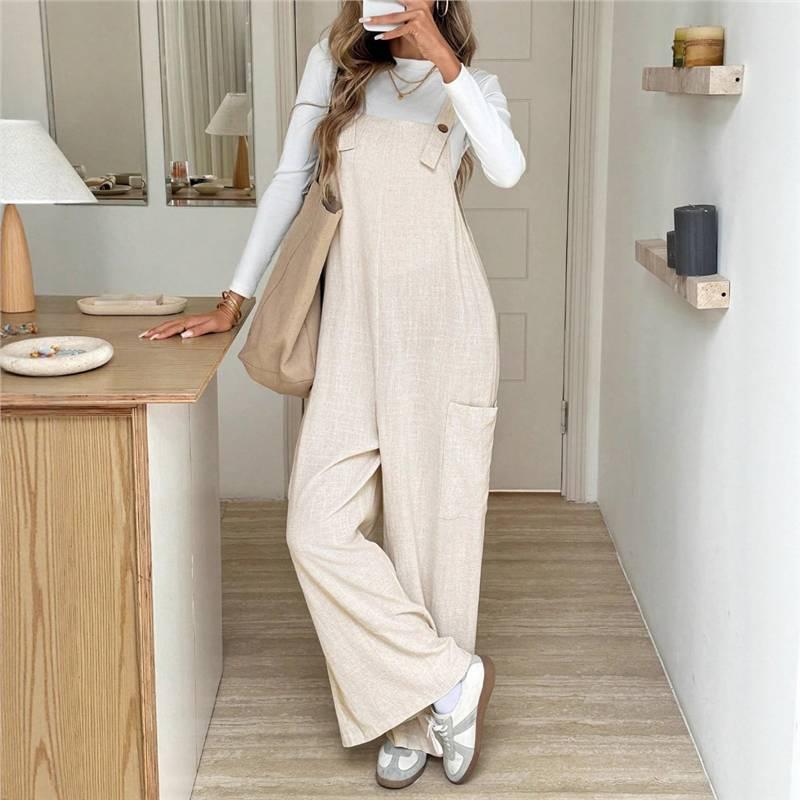 Pocketed Loose Jumpsuit Trousers Womens