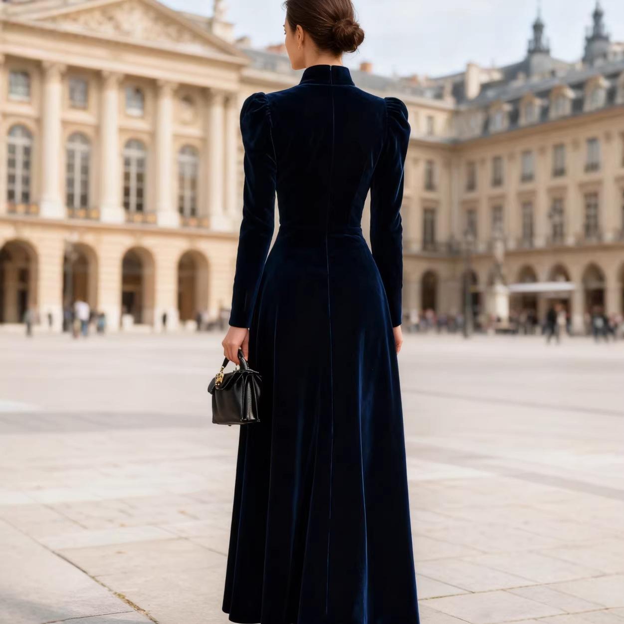 New Elegant Solid-color Velvet Dress For Women