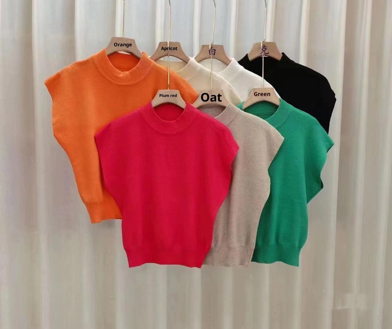 Half Turtleneck Knitted Bottoming Shirt Sleeveless Inner Match