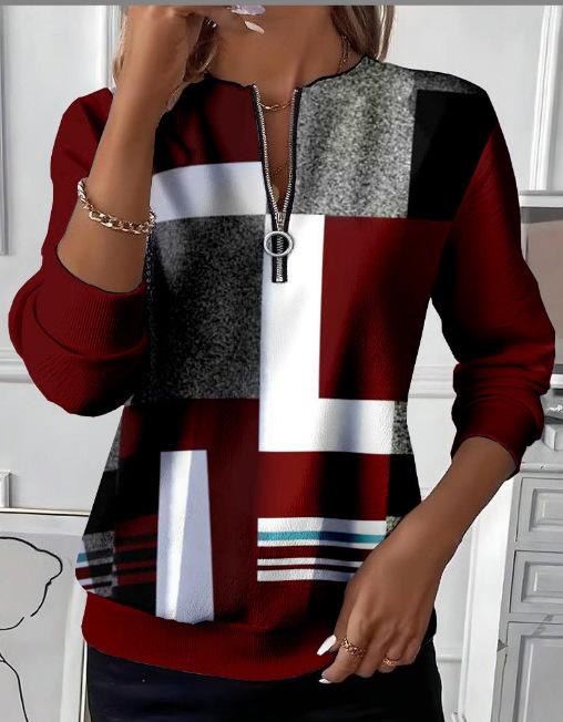 Women's Loose And Casual Printed Long-sleeved Top