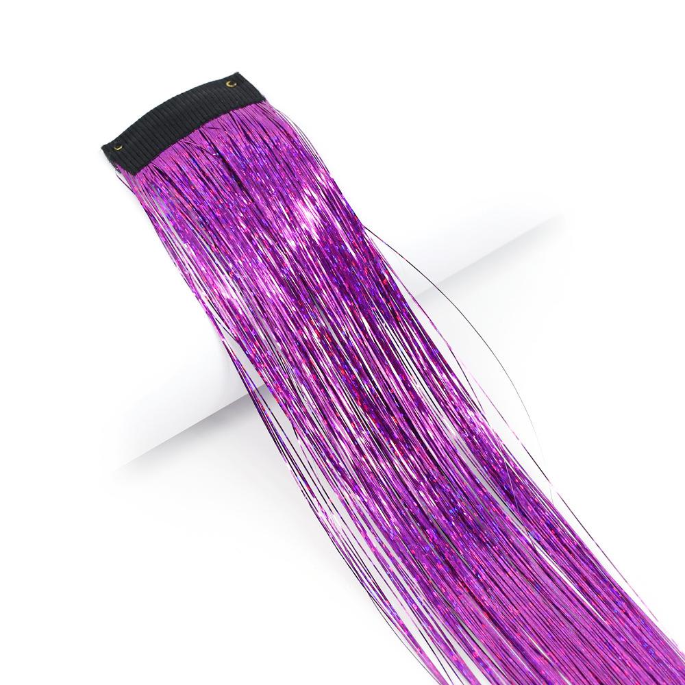BB Clip-in Golden-Thread Wig Shimmering Rainbow Hair Extensions