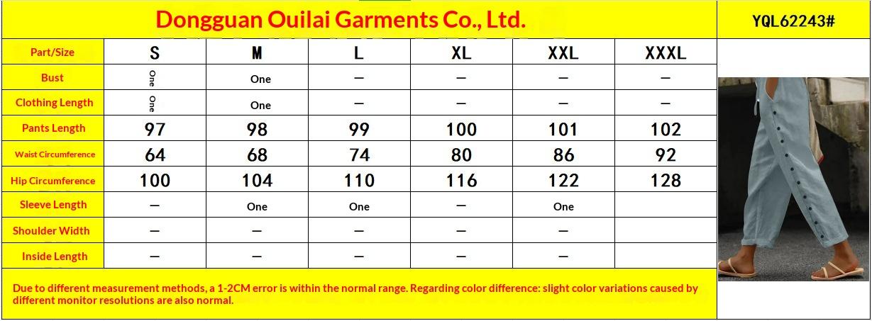 Womens Casual Patchwork Button Cropped Pants