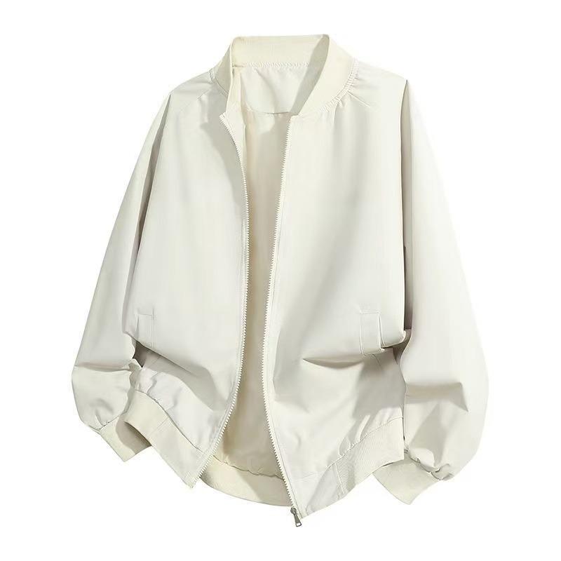 Solid Color Baseball Collar Jacket Men's Coat