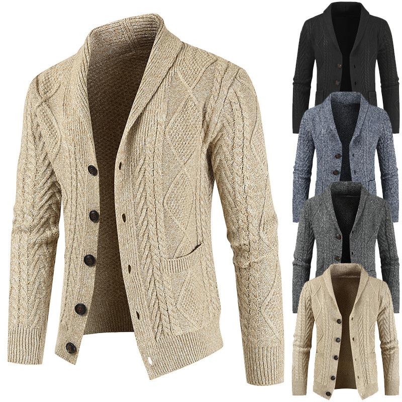 Fashionable Loose-knit Thickened Men's Sweater Coat