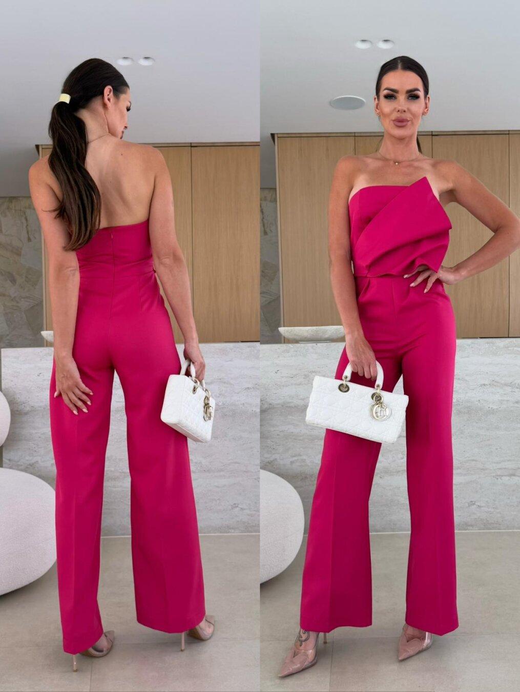 Candy-Colored Bodycon Halterneck Backless High-Waist Wide-Leg Jumpsuit