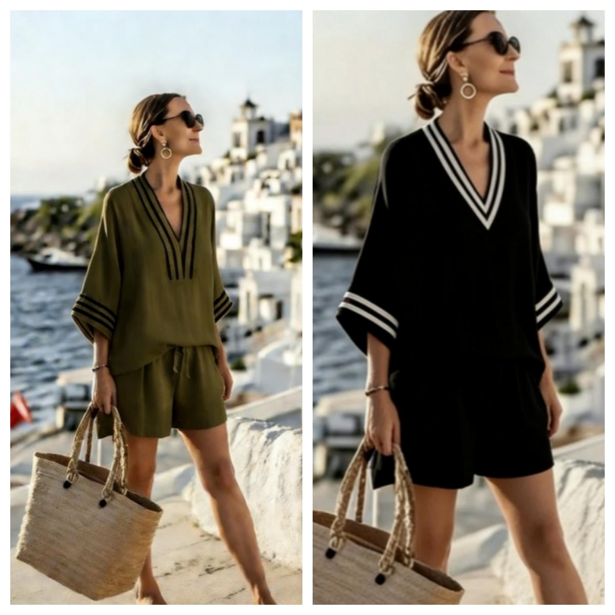 2 Piece Set Half Sleeve Oversize Pullover Top And Short Pants Summer Casual Women Patchwork Pocket Set Outfits Women's Clothing