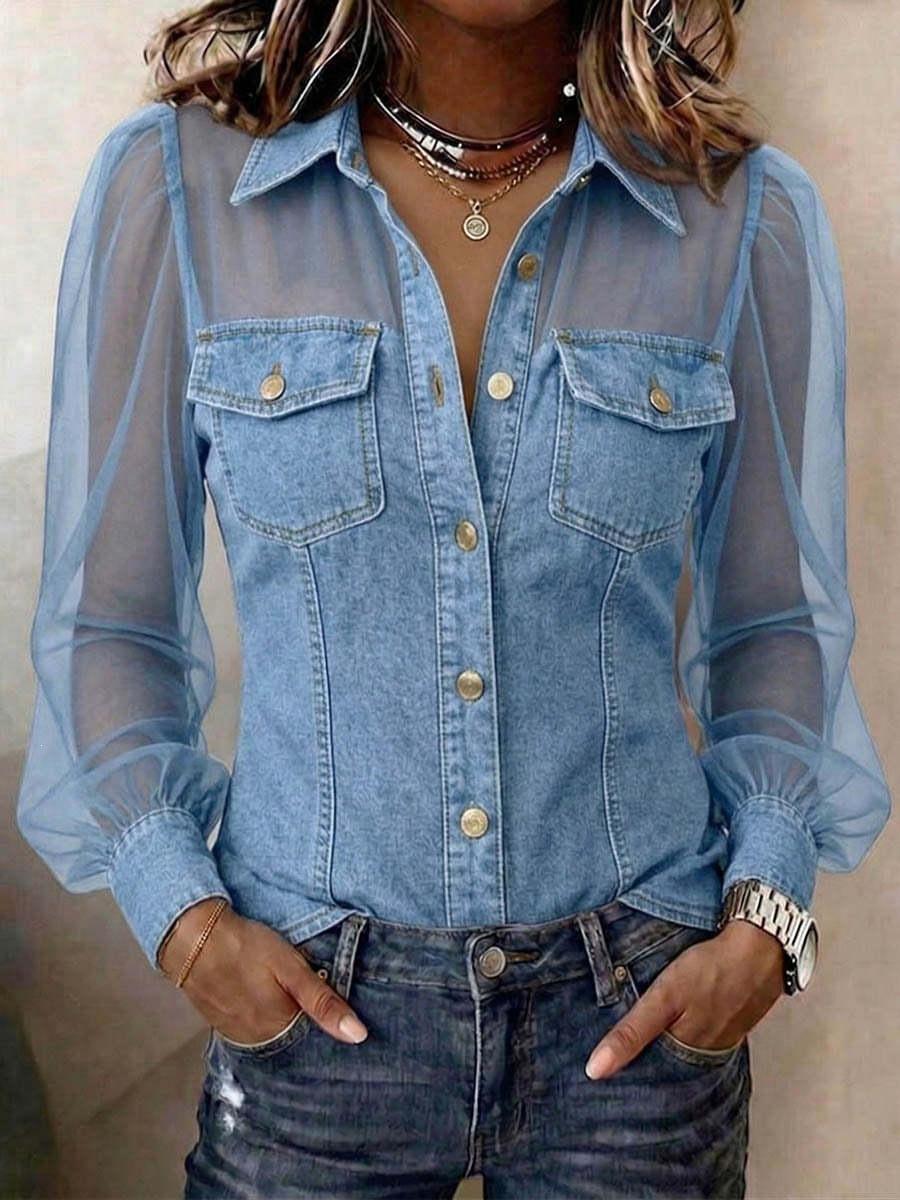 Collar Lace Long Sleeved Top