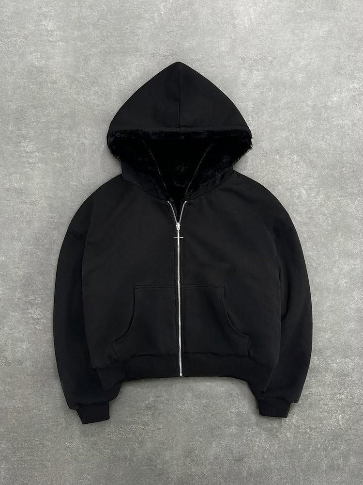 Hooded Hoodie Two Sides Can Wear Vintage Leopard Print Zipper Hoodie