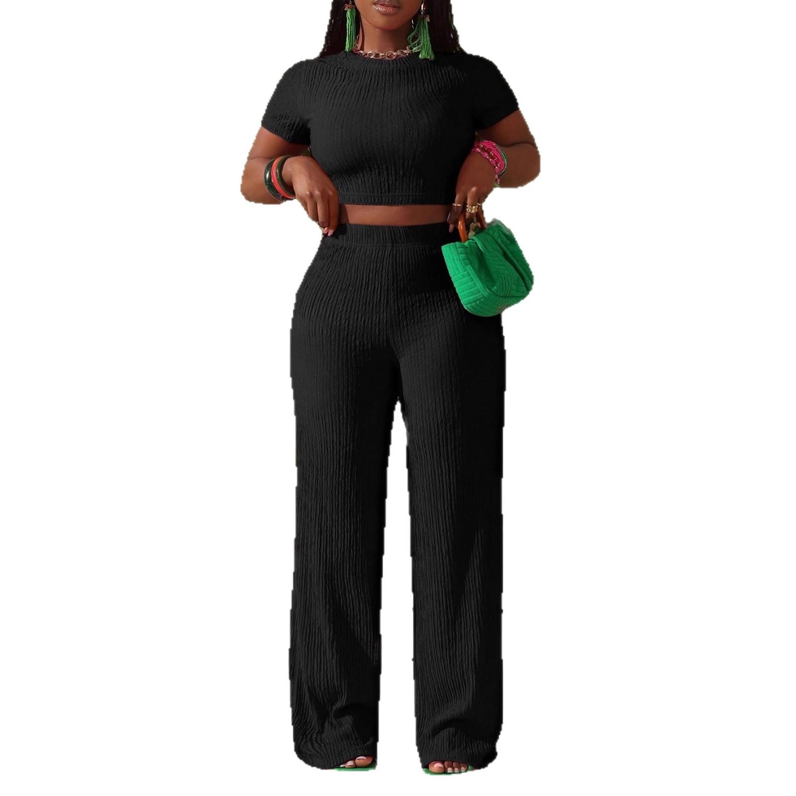 Womens Fashionable Short Top And Pants Two-Piece Set
