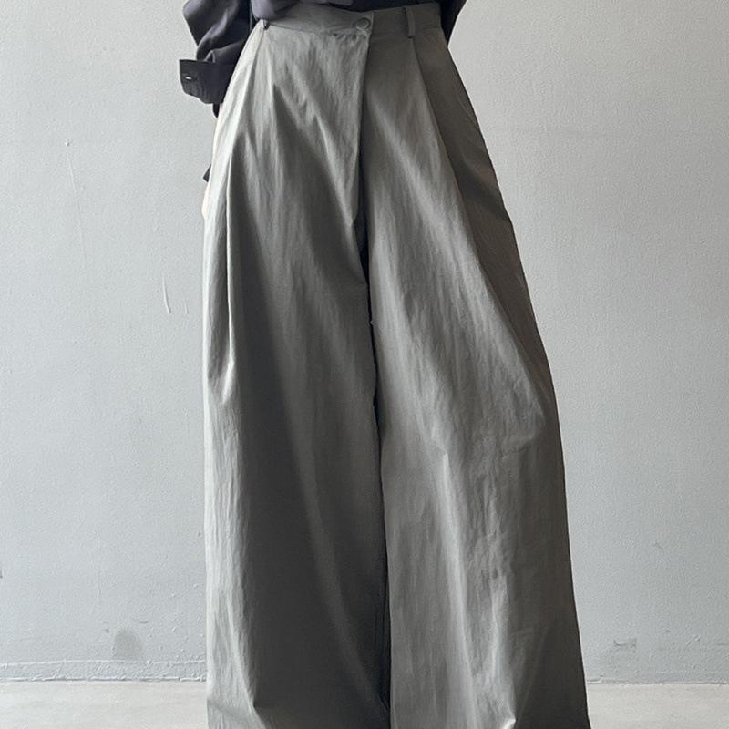 Summer Chic Asymmetrical Slant-front Wide-leg Pants