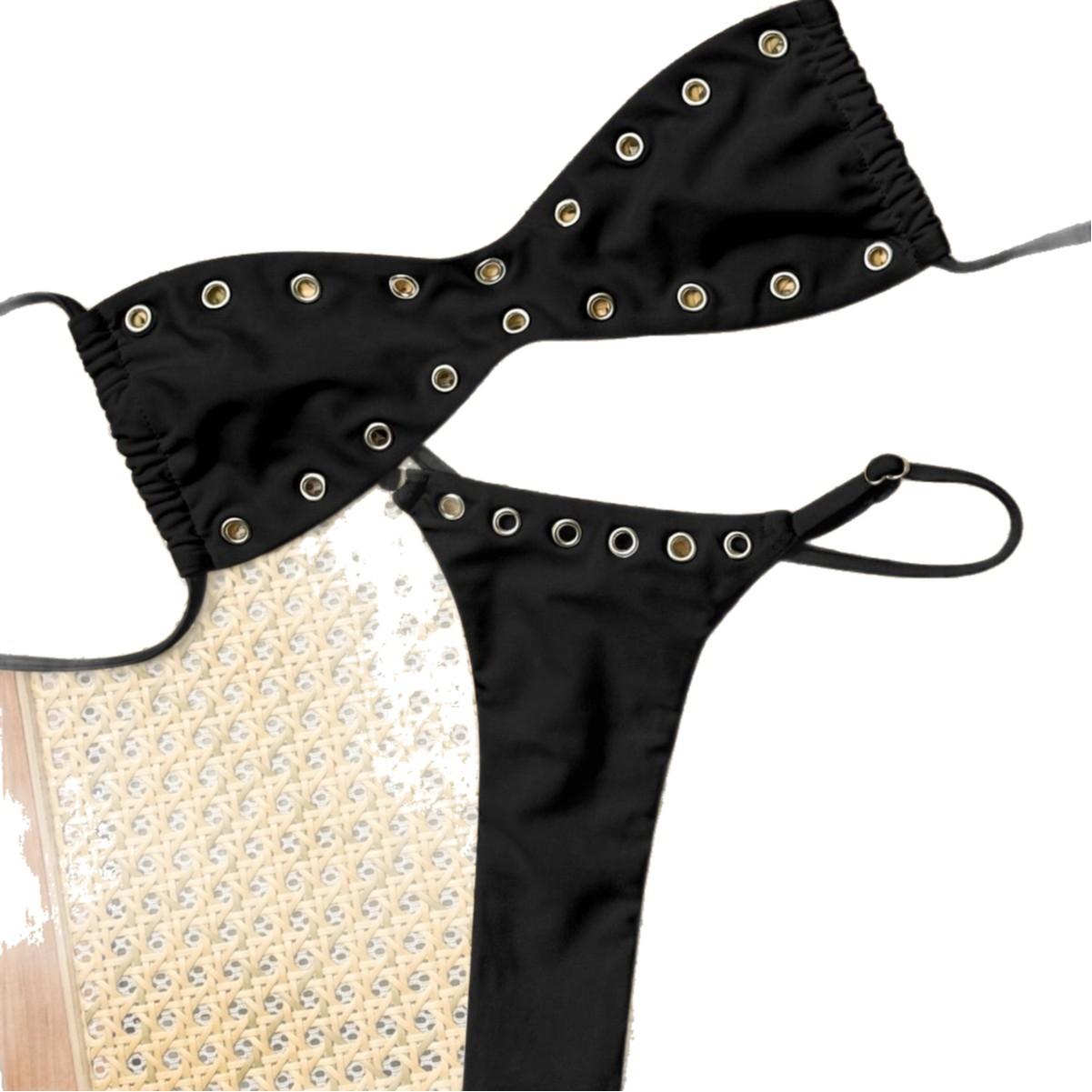 Bandeau Backless Lace-up Bikini Two-piece Swimsuit