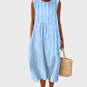Sleeveless Pocket Casual Printed Temperament Long Dress