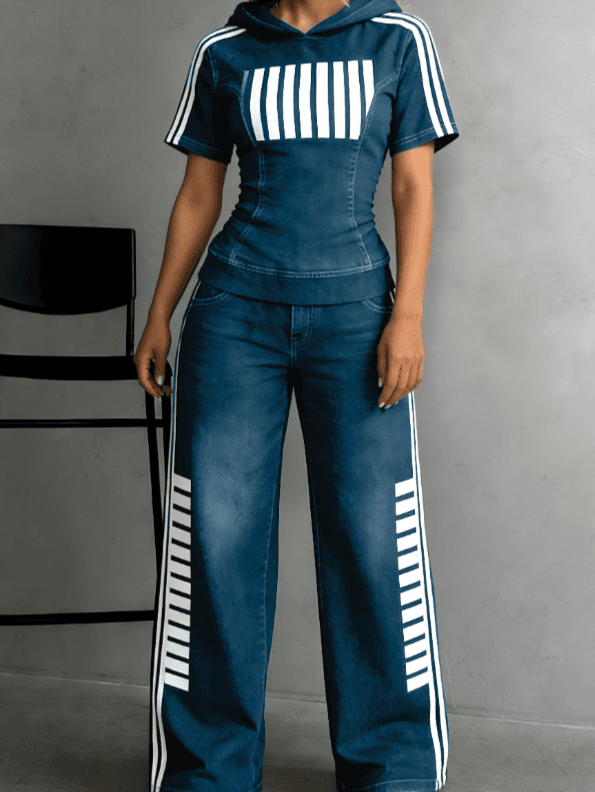 American-style Trendy Striped Suit Set
