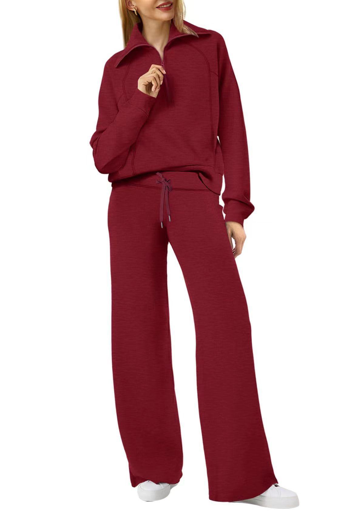Europe And America Foreign Trade Autumn And Winter Fashion Casual Sport Two-piece Set For Women