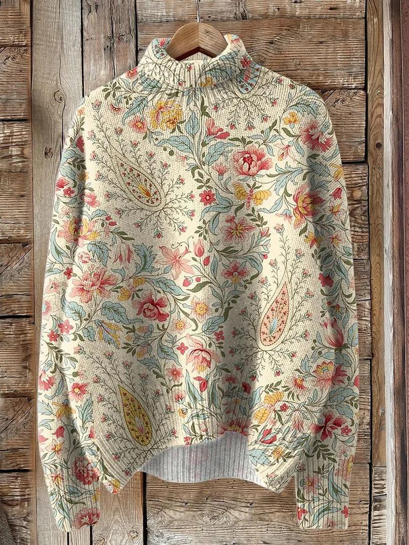 Women's New Floral Print Pullover Sweater