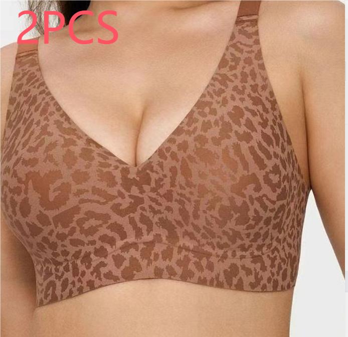 Women's Seamless Wireless Comfortable Fixed Double-shoulder Strap Full Cup Bra