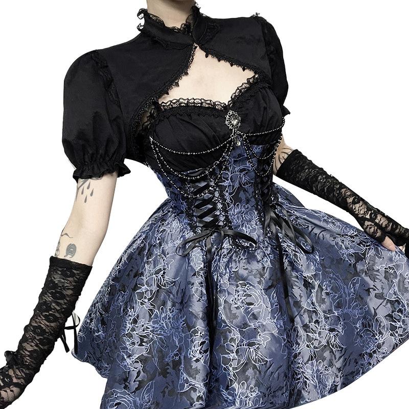 Women's Two-tone Jacquard Suspender Skirt