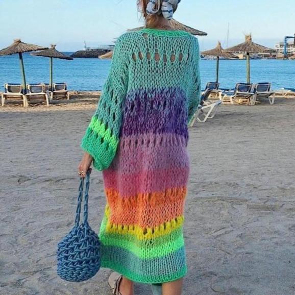 New Womens Colorful Crocheted Knit Top