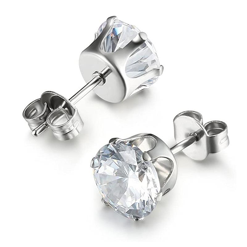 Crown Six-prong High-end AAA Zircon Stud Earrings