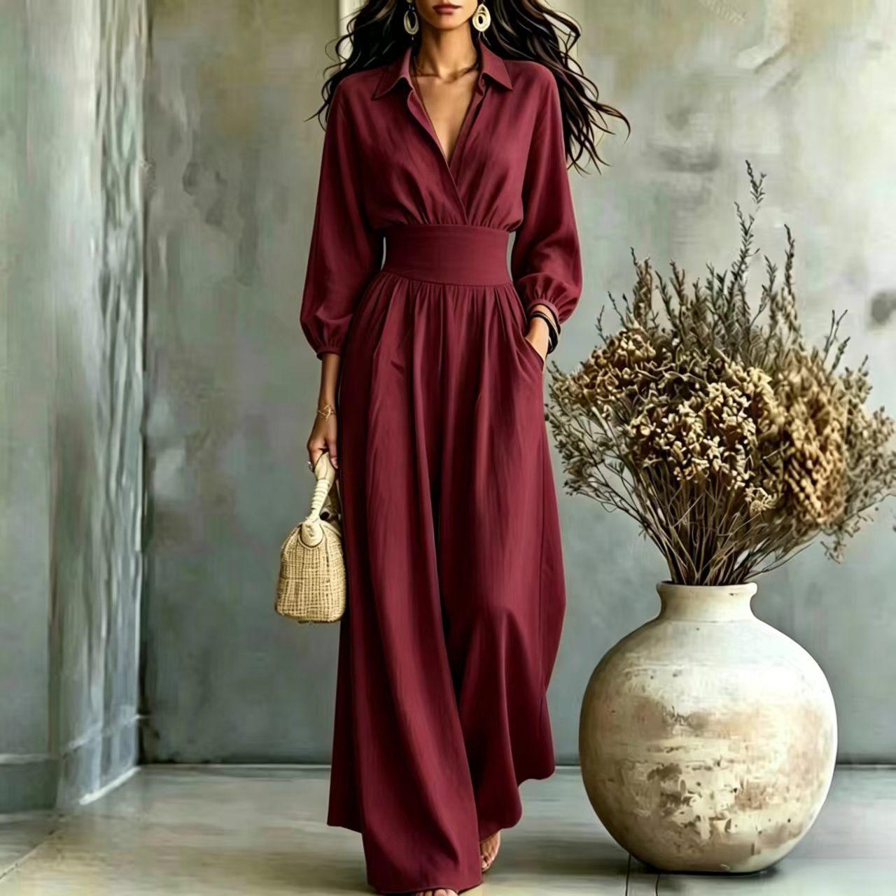 Cinched-waist Elegant Womens Jumpsuit