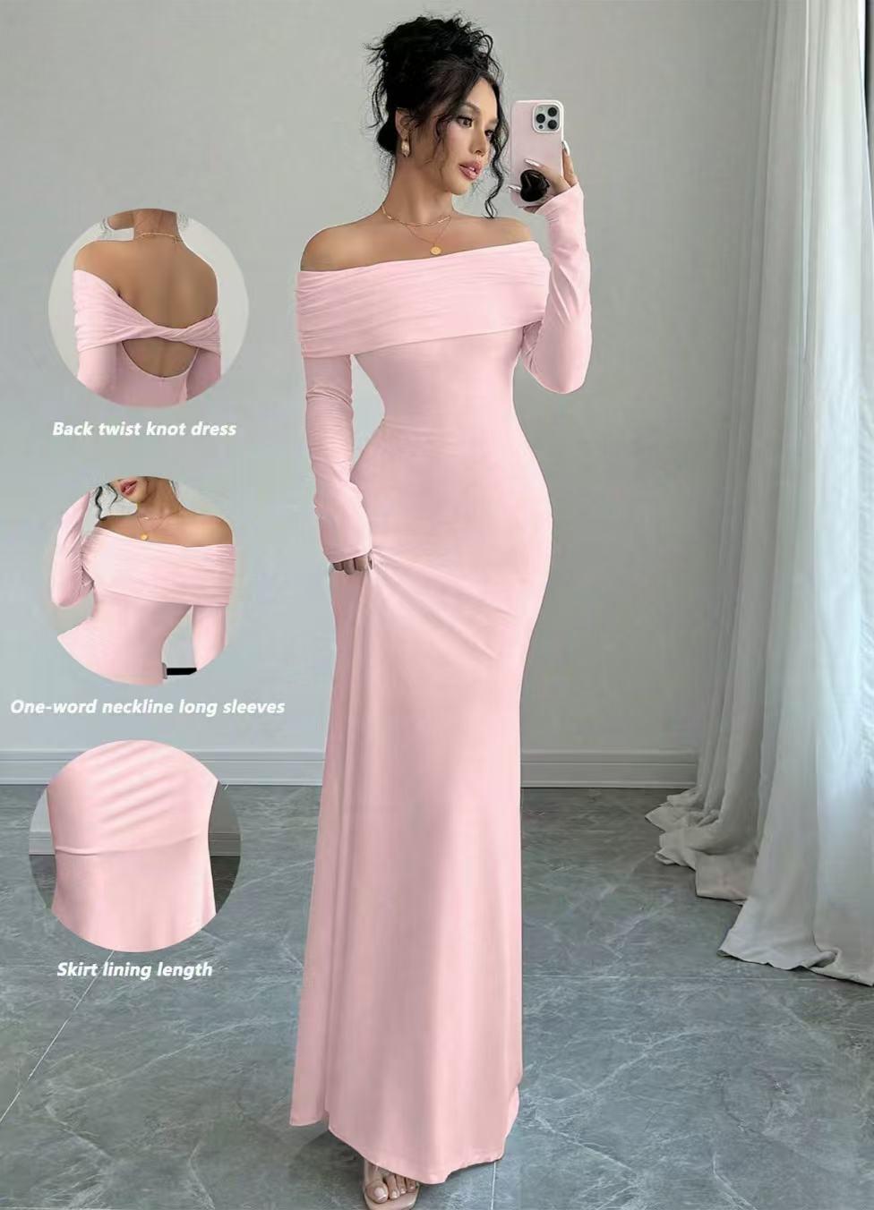 Women's  Off-shoulder Fashion Slim Temperament Sexy Sheath Dress