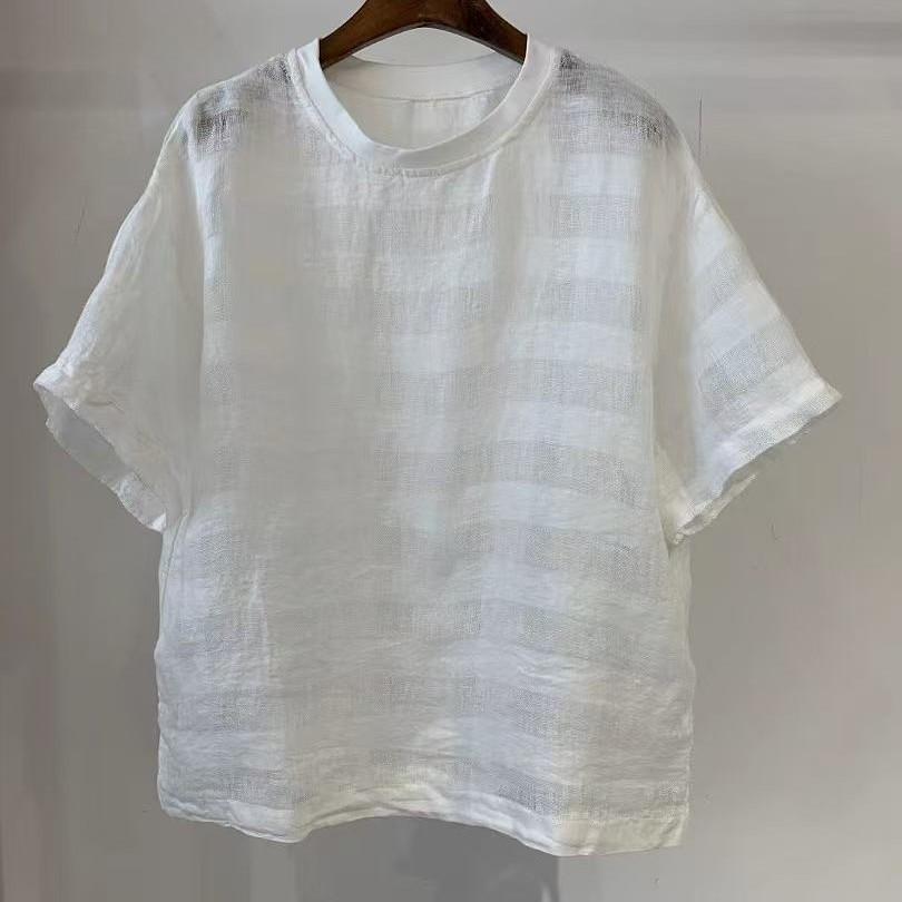 Artistic-style Blue-striped Loose-fitting Women's Top
