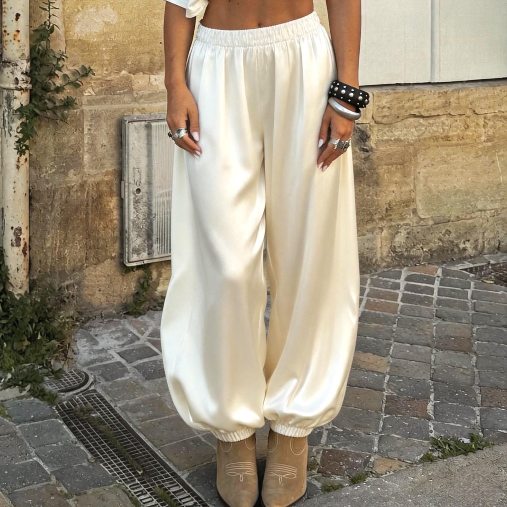 Low-rise Ankle-length Draping Trousers