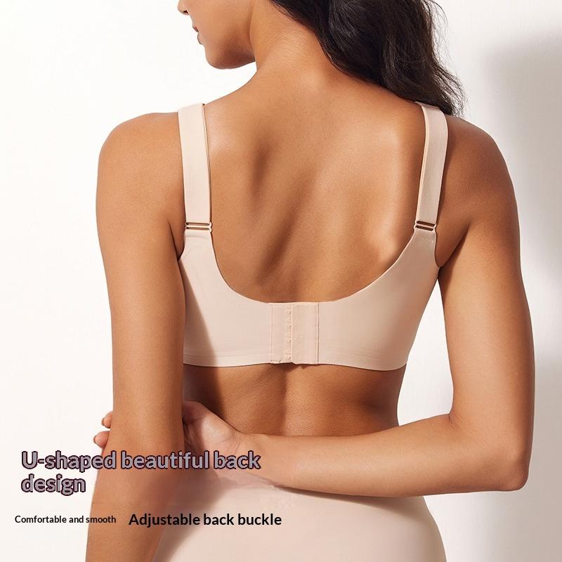 Womens Solid-Color Simple Seamless Jelly Gel Plus-Size Bra
