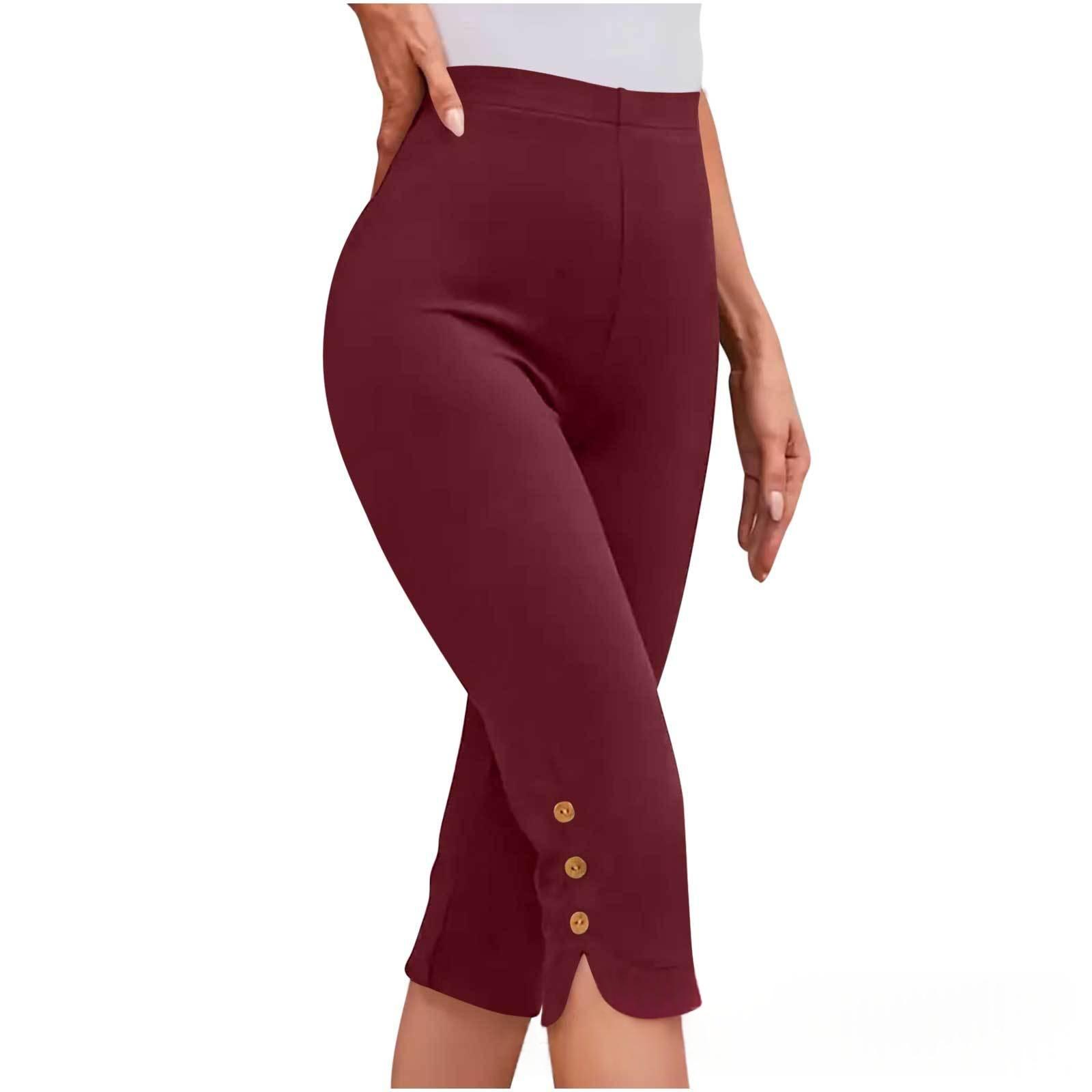 Women's Solid Color Casual Button Cropped Pants