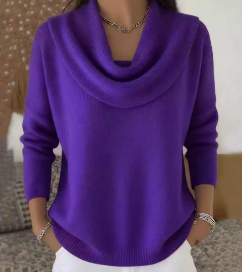 Women Soft-Shine Relaxed Round Neck Knit Sweater