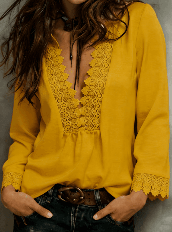 V-neck Loose Long-sleeved Top
