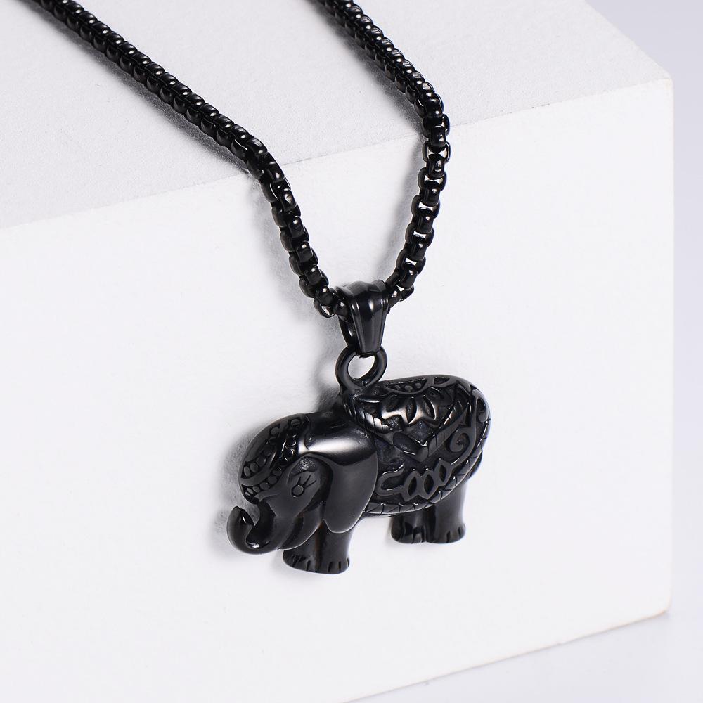 European And American Mens Stainless Steel Elephant Pendant Necklace