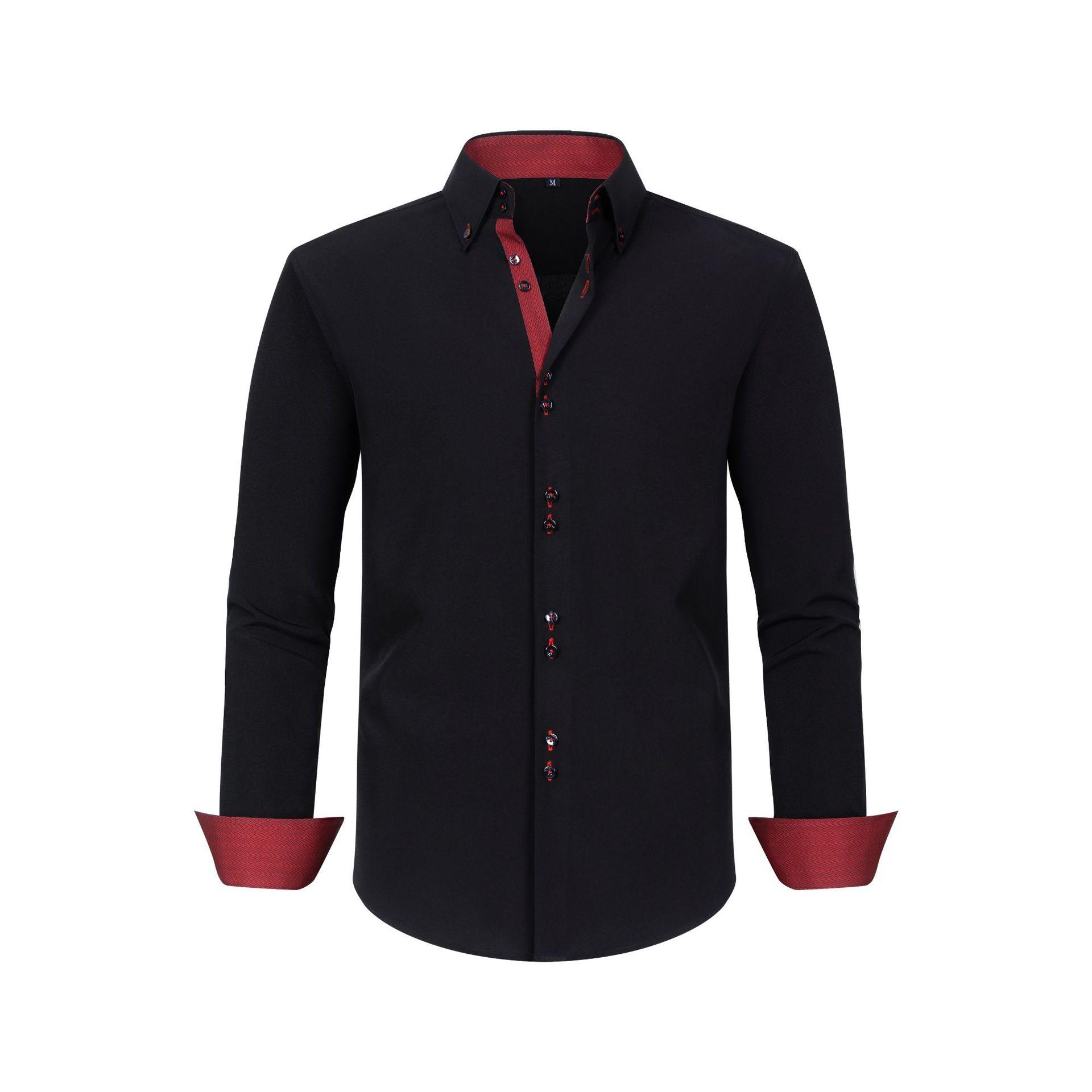 Mens Four-Way Stretch Polka-Dot Colorblock Shirt