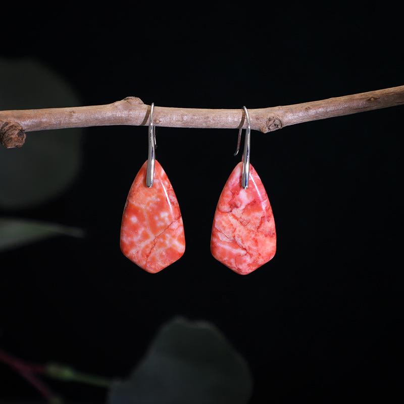 Triangular Rhombus-shaped Floral Earrings For Women