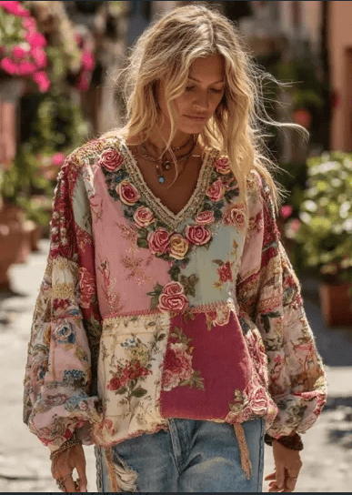 Vintage Hooded Jacket Versatile Lace-up Printed Sweatshirt