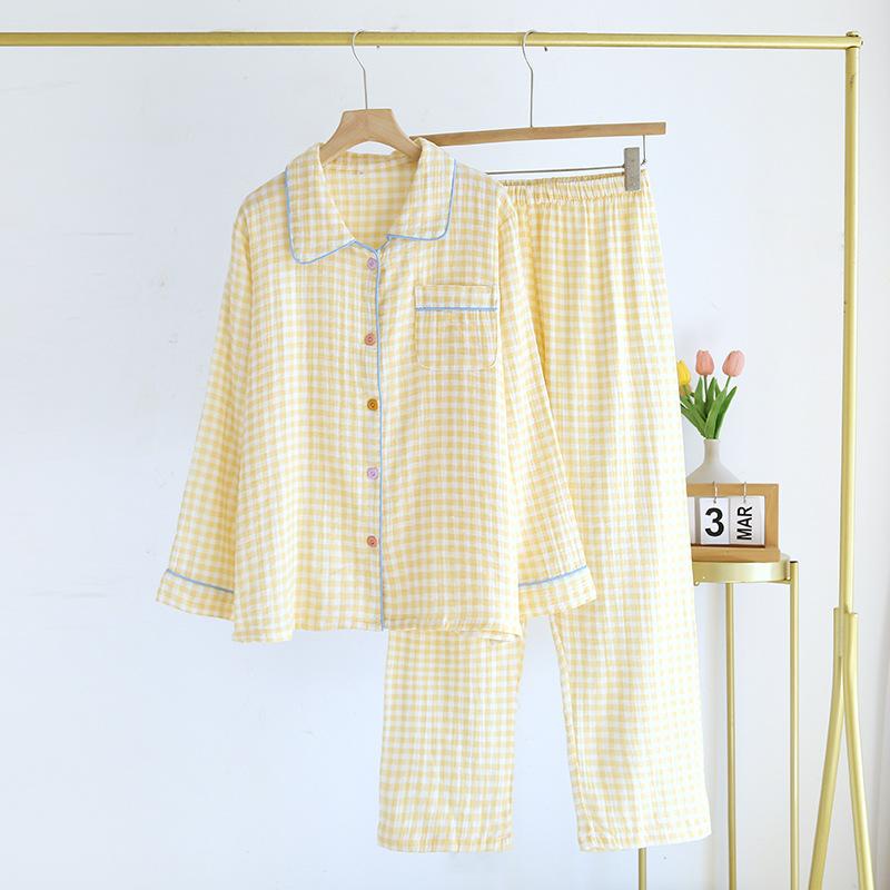 Floral Lapel Sweet Home Wear Pajamas Suit Cotton