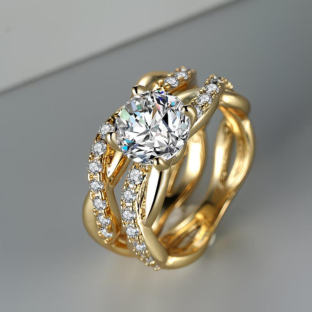 Zircon-inlaid Mens And Womens Ring