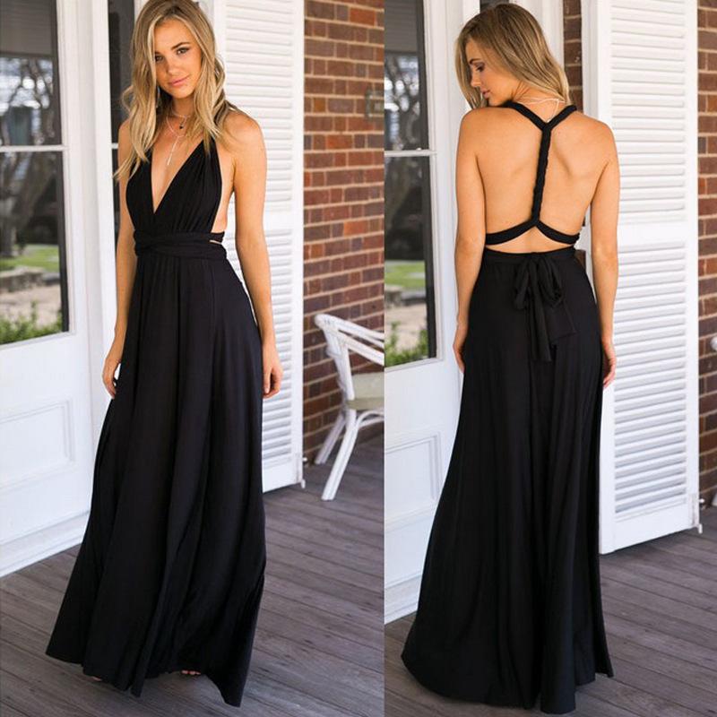 Women's Solid Color Multi-rope Cross Backless Bandage One-piece Dress