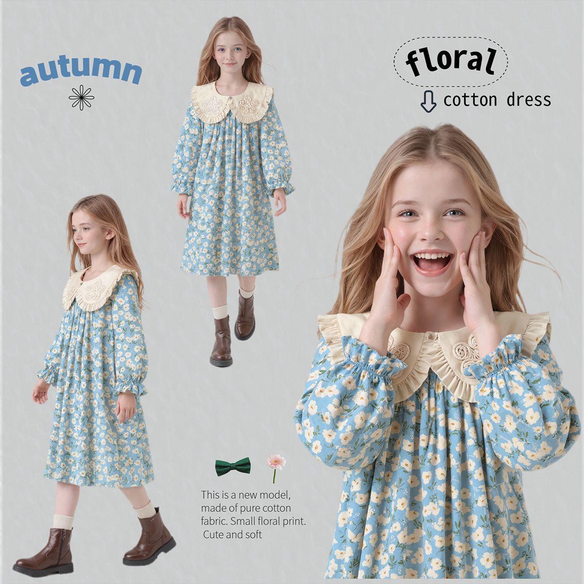 Lace-trimmed Dress For Little Girls Stylish Sister Outfits