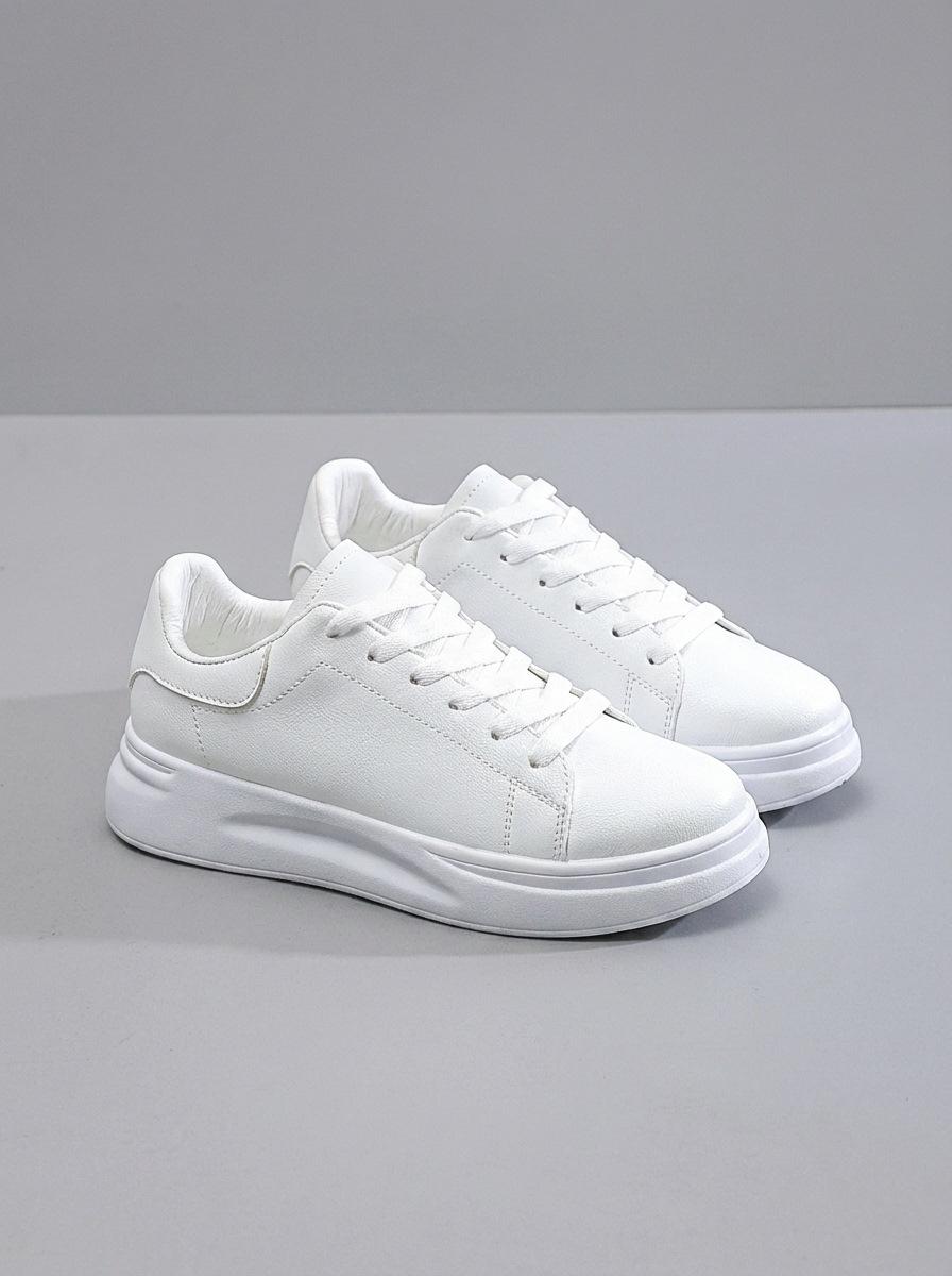 Womens White Platform Sneakers Height-increasing Wedge Shoes Versatile Casual Footwear