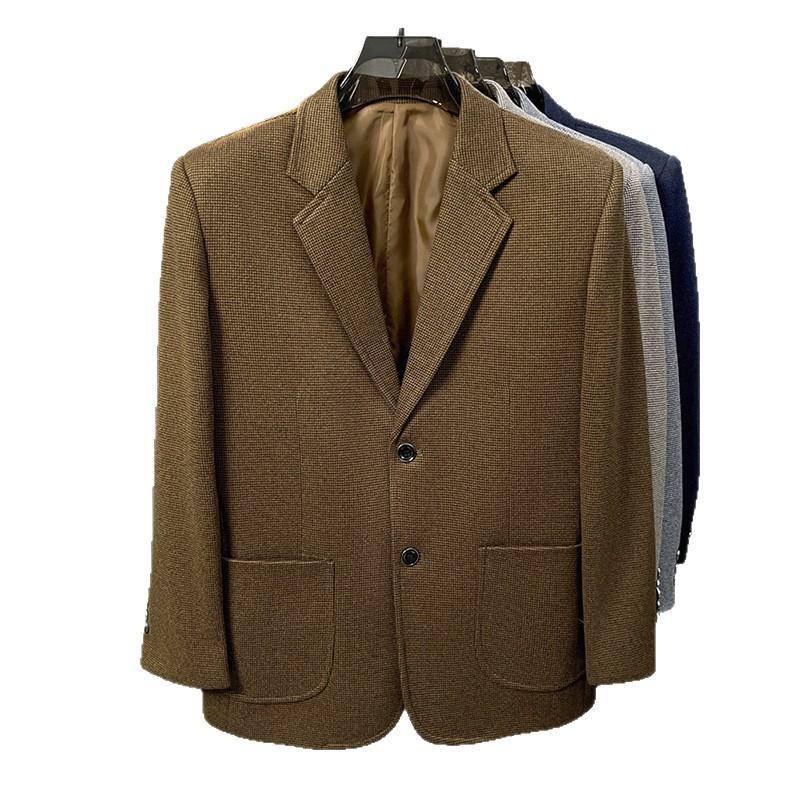 Lightly Mature-style Casual Mens Heavy Wool Suit For Spring And Autumn